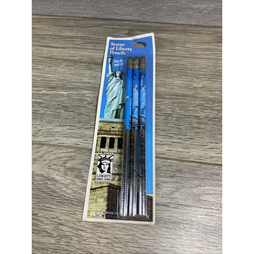 Vintage Statue of Liberty Pencils 1886-1986 Empire Pencil Corp New Sealed 3 Pack